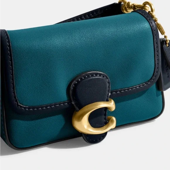 Coach Tabby 13 In Colorblock mini C Metal Purse Leather crossbody bag NWT Blue - Picture 5 of 10